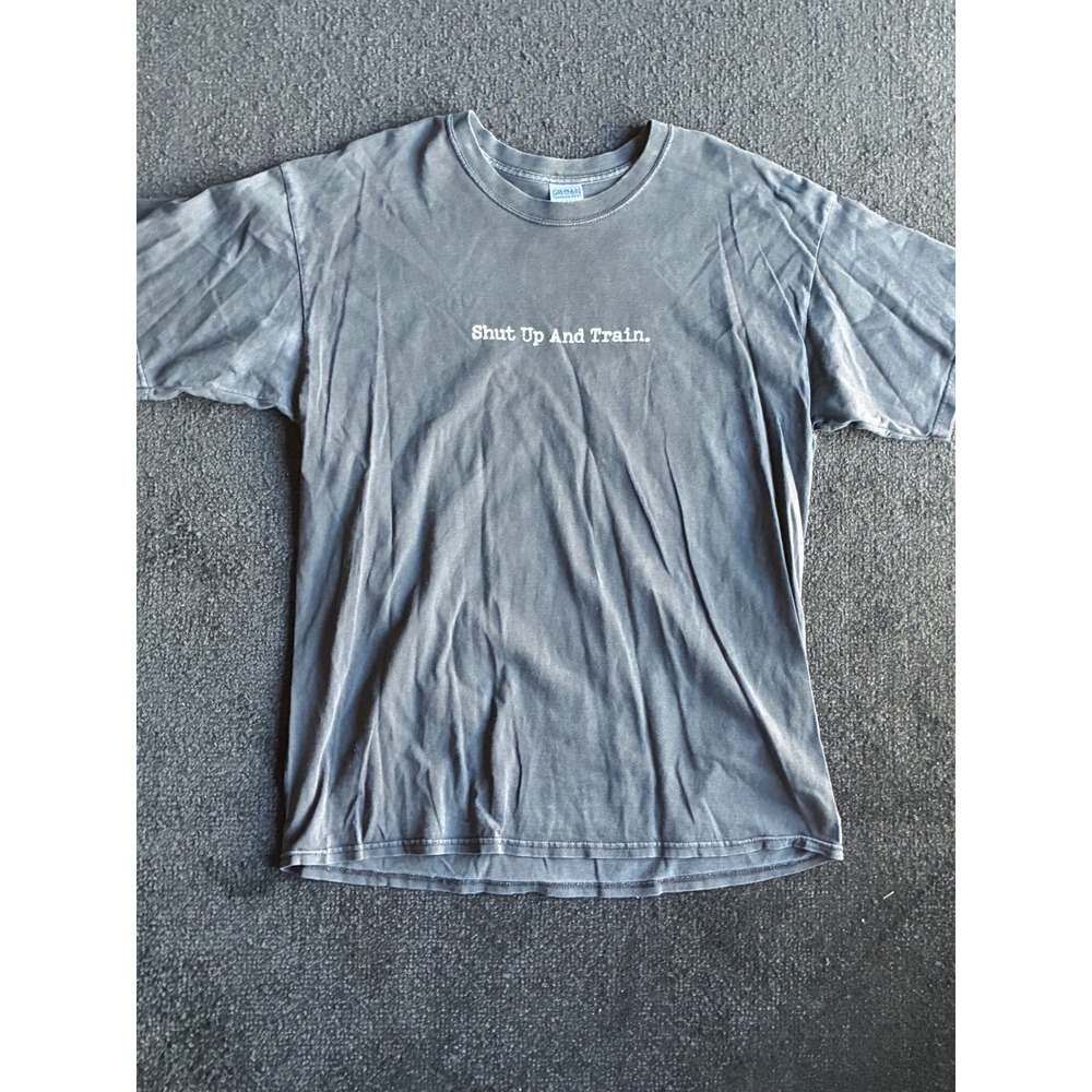 Animal Pak Shut Up And Train T-Shirt XL Gray Faded Gildan Ultra Cotton Gym Tee